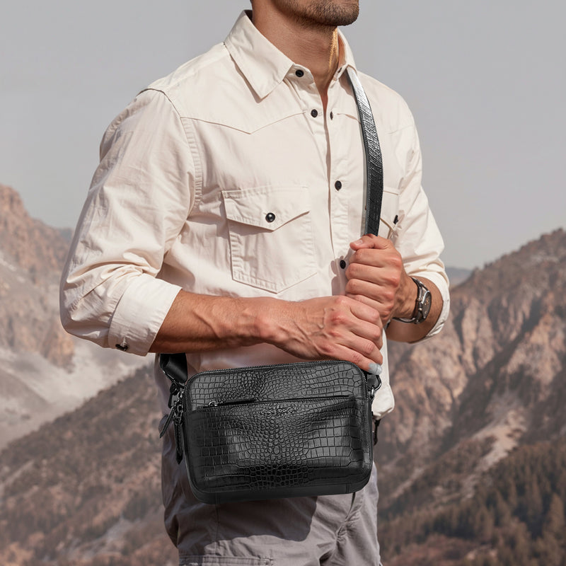 Lapis Bard Mandeville Noir crna kožna crossbody putna torbica